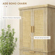 72-Inch Oak Rattan Pantry Cabinet with Doors, Drawer, and Adjustable Shelves