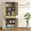 72-Inch Oak Rattan Pantry Cabinet with Doors, Drawer, and Adjustable Shelves