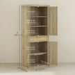 72-Inch Oak Rattan Pantry Cabinet with Doors, Drawer, and Adjustable Shelves