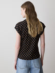 Extended-Sleeve Top with Crossover Draped Mock Neckline