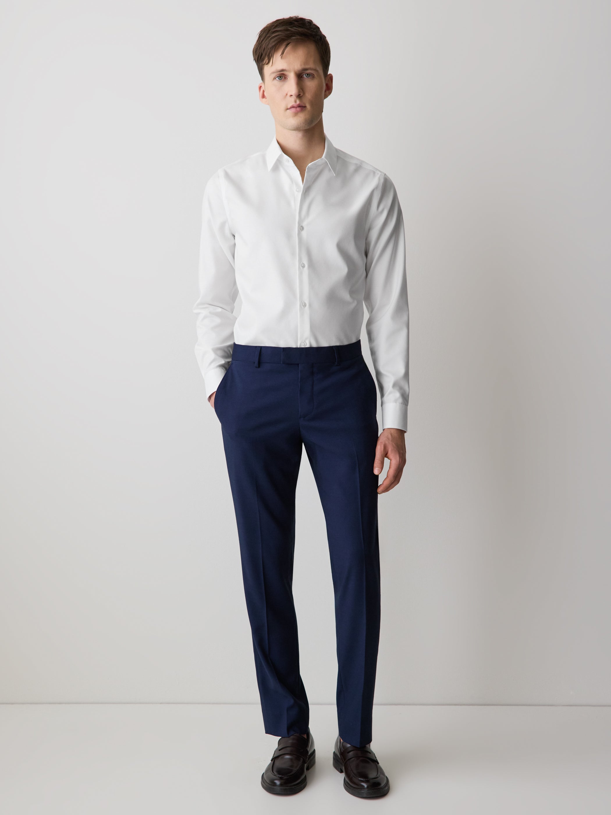 Slim-Fit Solid Supima (R) Cotton Twill Dress Shirt
