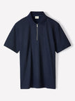 Short-Sleeve Ribbed Half-Zip Polo