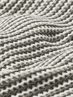 Striped Short-Sleeve Crochet Shirt with Camp Collar