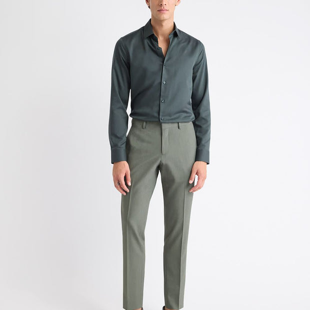 Slim-Fit Solid Cotton Modal Dress Shirt