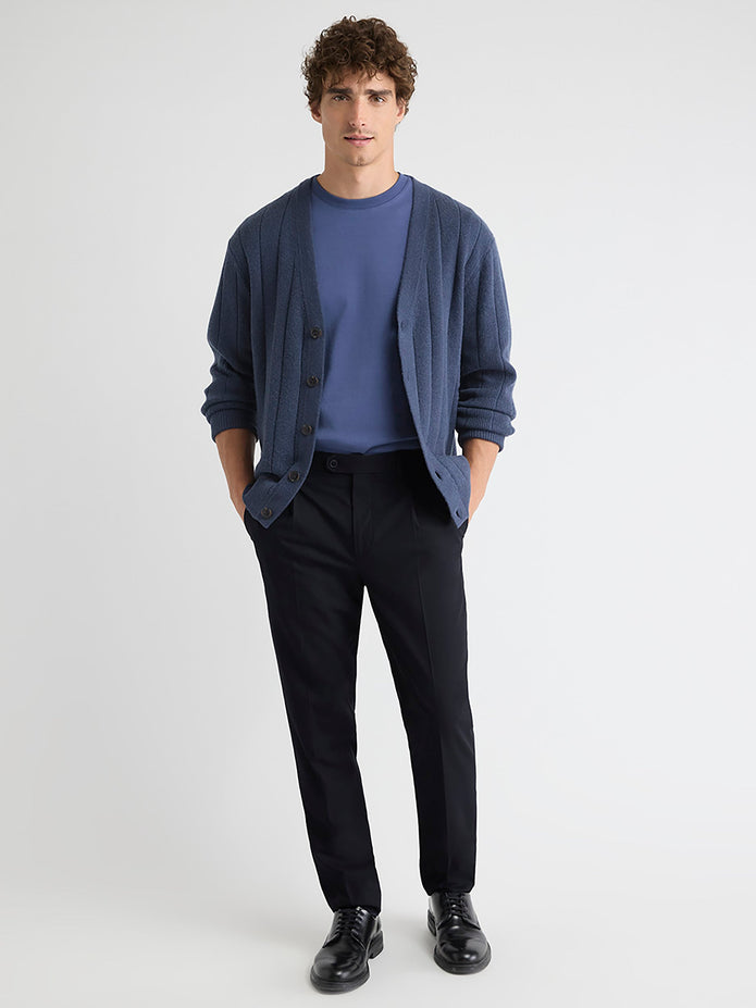 Wool-Blend Tapered-Leg Pleated Dress Pant