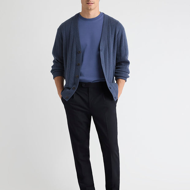 Wool-Blend Tapered-Leg Pleated Dress Pant