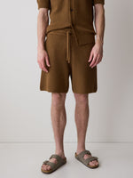 Textured Sweater Short with Elastic Waistband