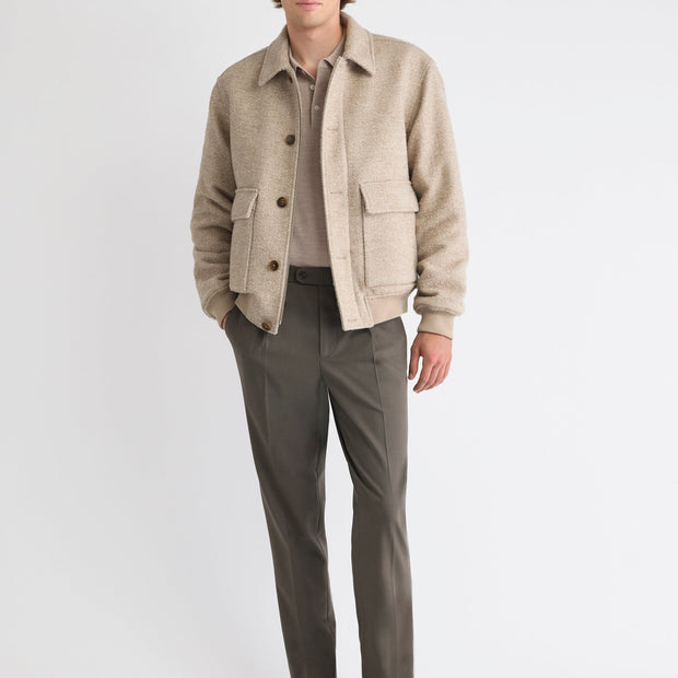 Wool-Blend Tapered-Leg Pleated Dress Pant