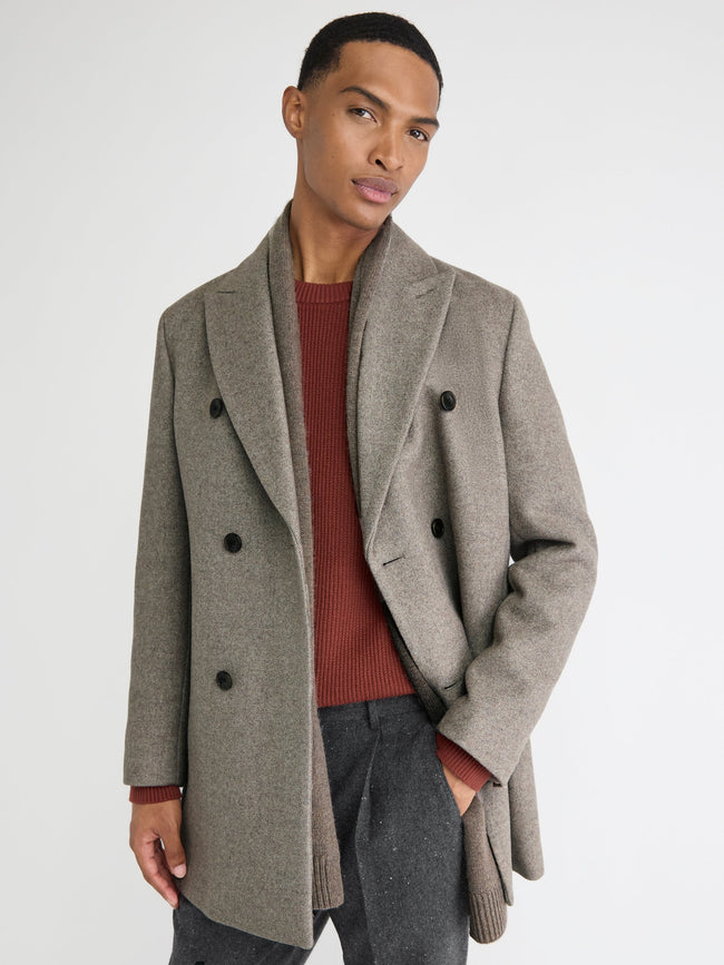 Short Double-Breasted Wool Coat