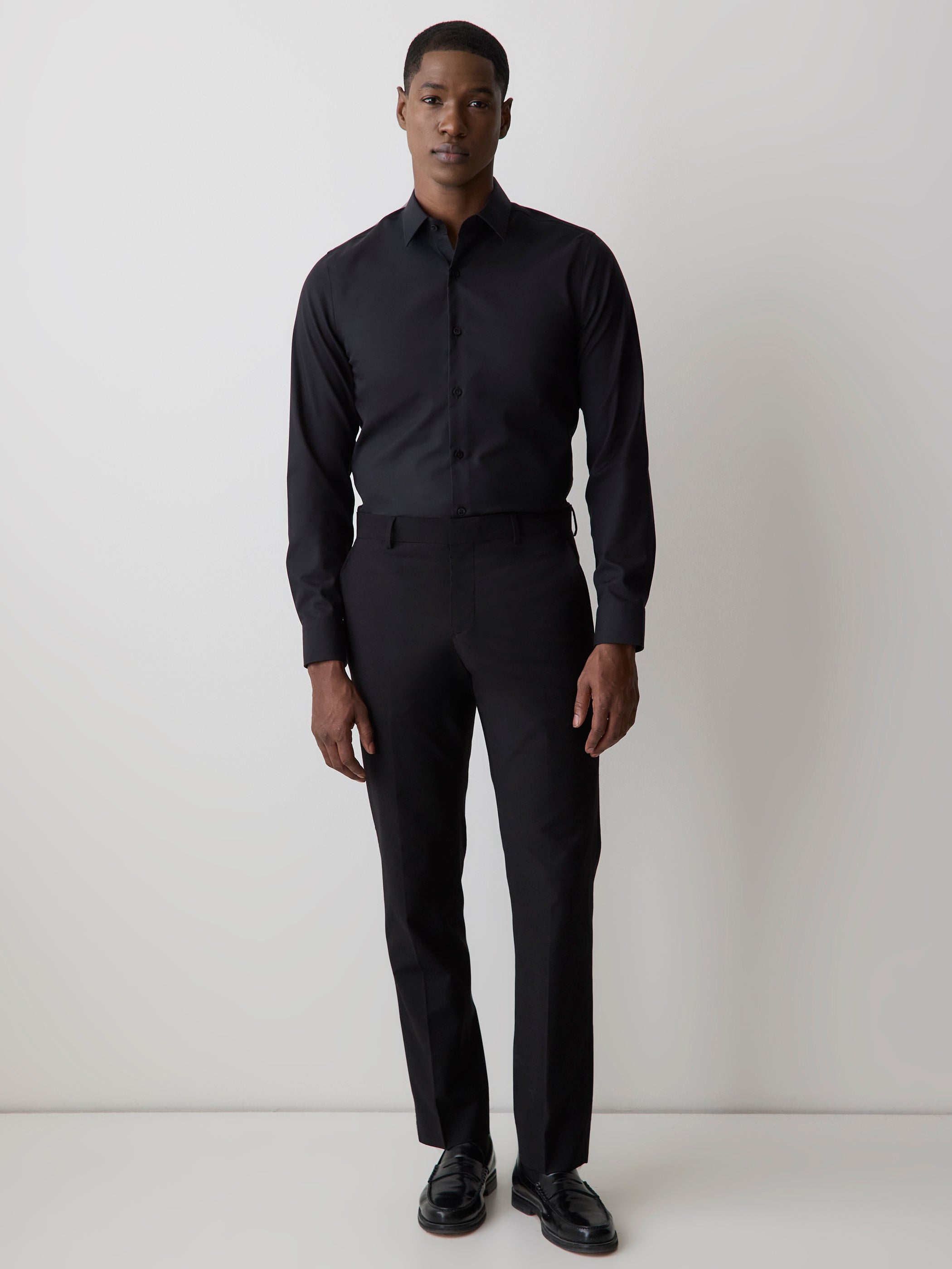 Slim-Fit Solid Supima (R) Cotton Twill Dress Shirt