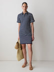 Striped Short-Sleeve Polo Dress