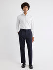 White Tailored-Fit Dress Shirt with Geo Pattern
