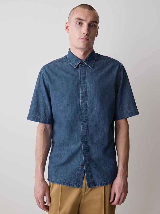 Short-Sleeve Denim Shirt
