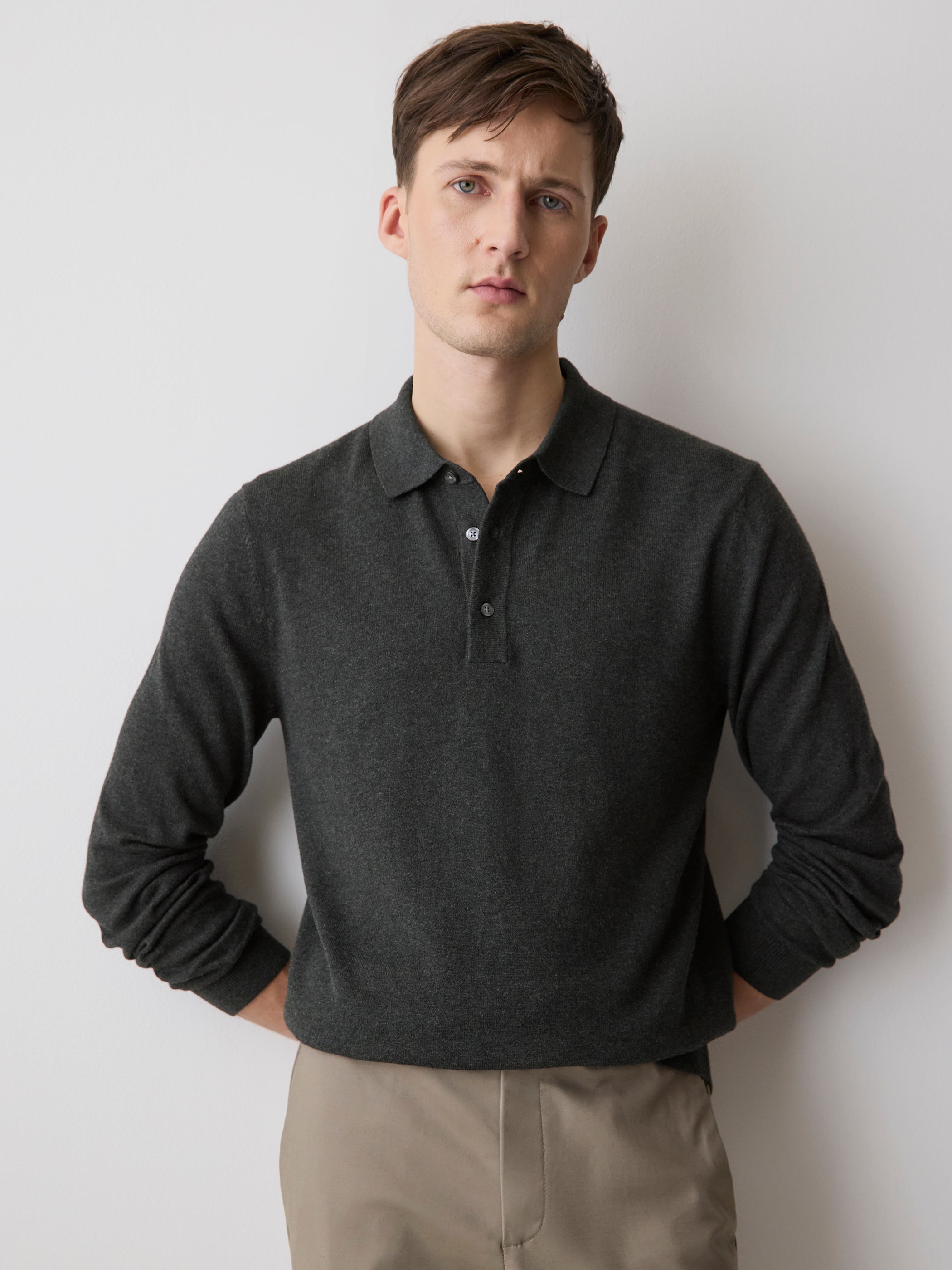 Long-Sleeve Polo Sweater