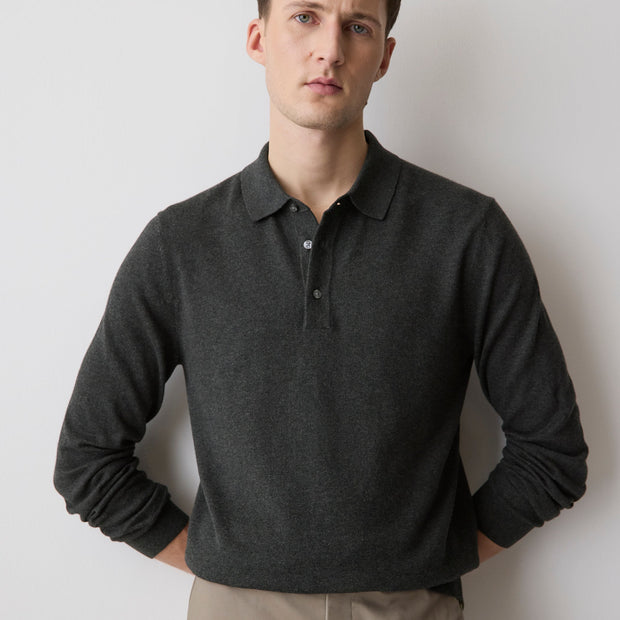 Long-Sleeve Polo Sweater