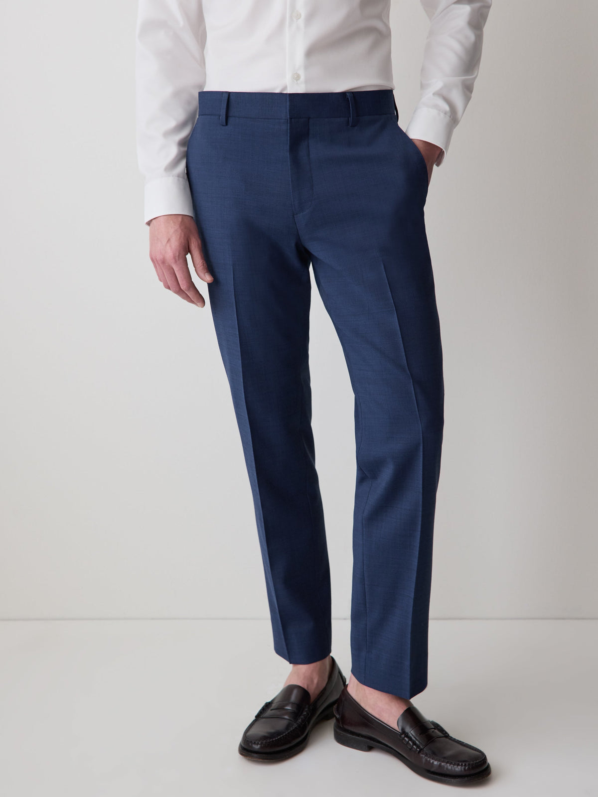Blue Tailored-Fit Wool Suit Pant