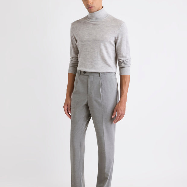 Wool-Blend Tapered-Leg Pleated Dress Pant
