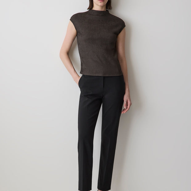 Straight-Leg Mid-Rise Black Ankle Pant