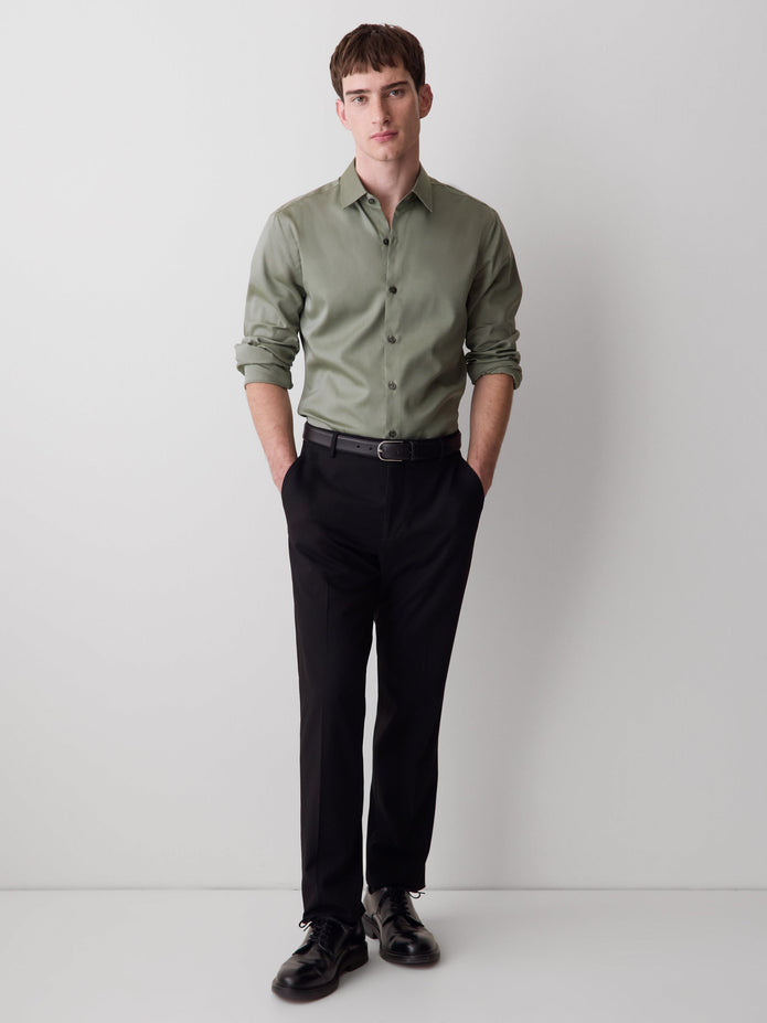 Slim-Fit Solid Twill Dress Shirt
