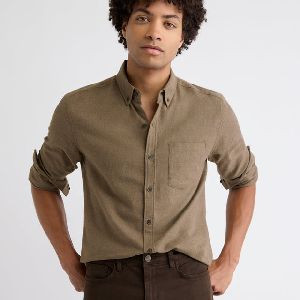 Slim-Fit Solid Flannel Shirt