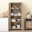 72-Inch Natural Farmhouse Pantry with 4 Barn Doors and Adjustable Shelves
