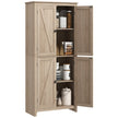 72-Inch Natural Farmhouse Pantry with 4 Barn Doors and Adjustable Shelves