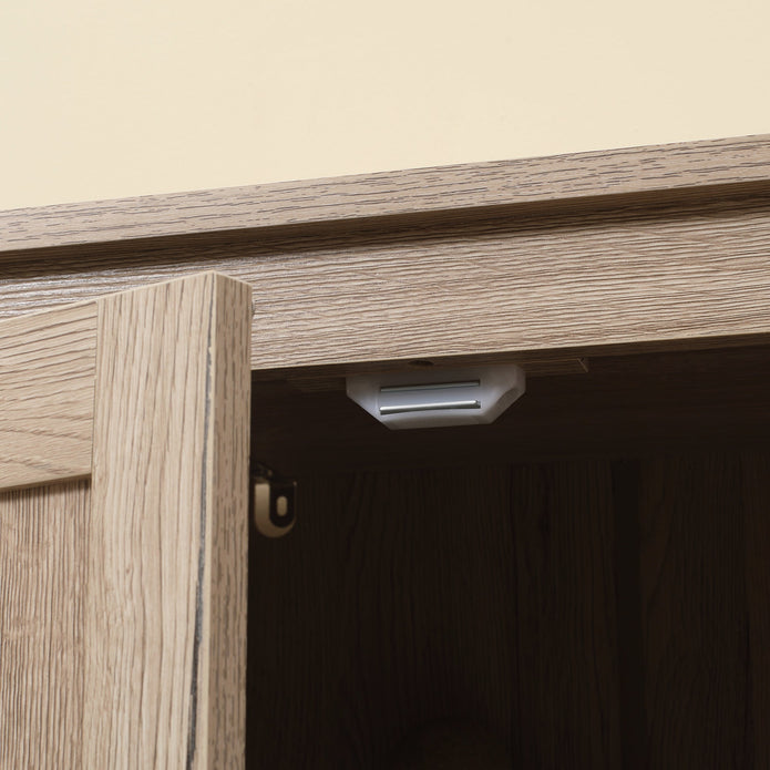 72-Inch Natural Farmhouse Pantry with 4 Barn Doors and Adjustable Shelves