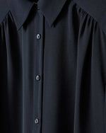 Silky Crepe Short-Sleeve Buttoned-Down Blouse