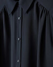 Silky Crepe Short-Sleeve Buttoned-Down Blouse