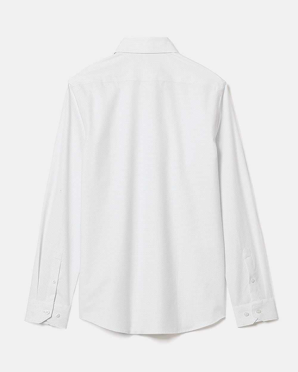White Slim-Fit Dress Shirt with Grey Micro Dots