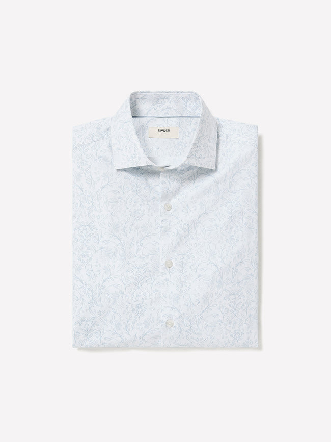 Slim-Fit Twill Dress Shirt with Floral Pattern