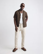 Short-Sleeve Lace Shirt with Camp Collar