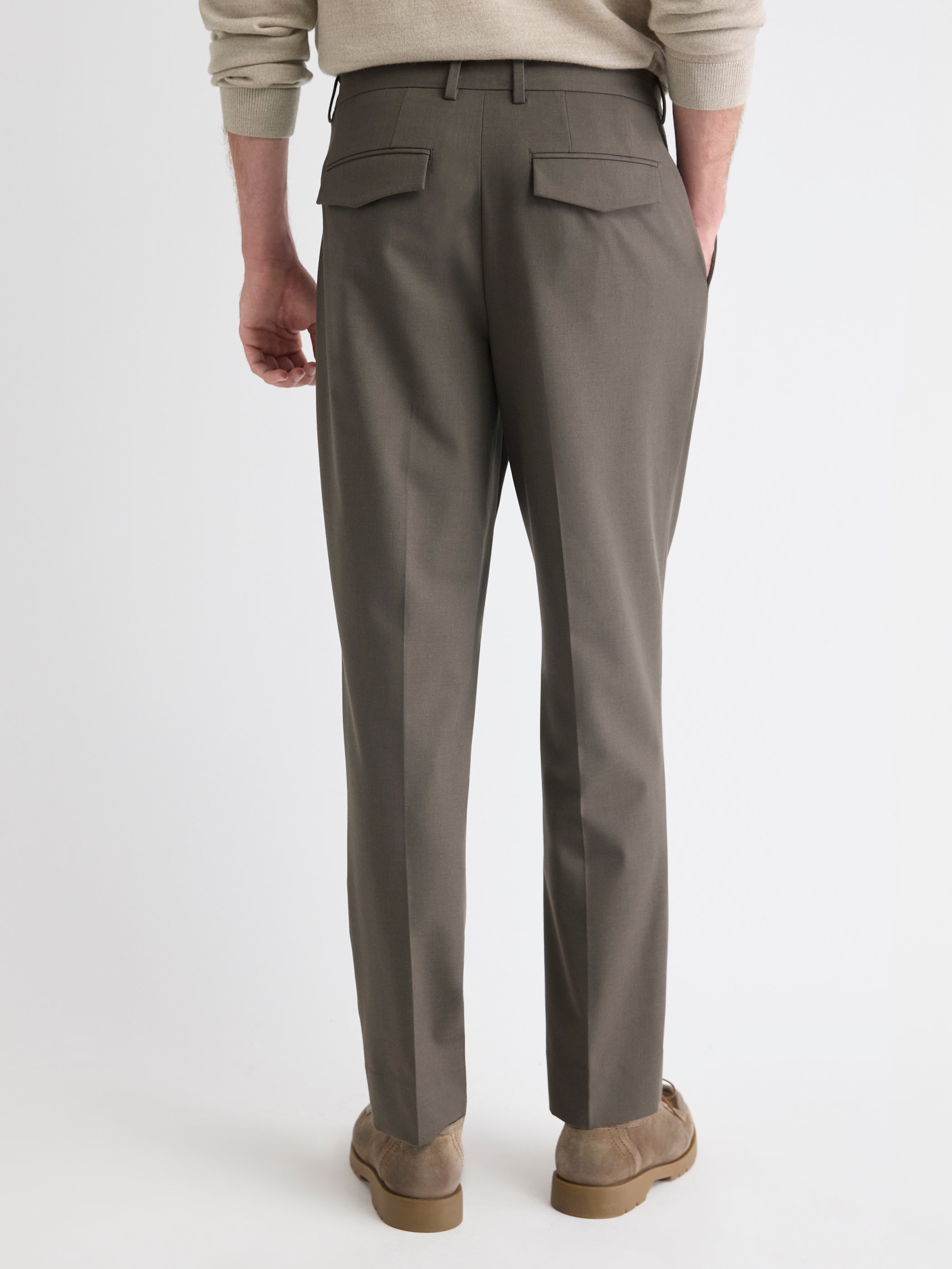 Wool-Blend Tapered-Leg Pleated Dress Pant