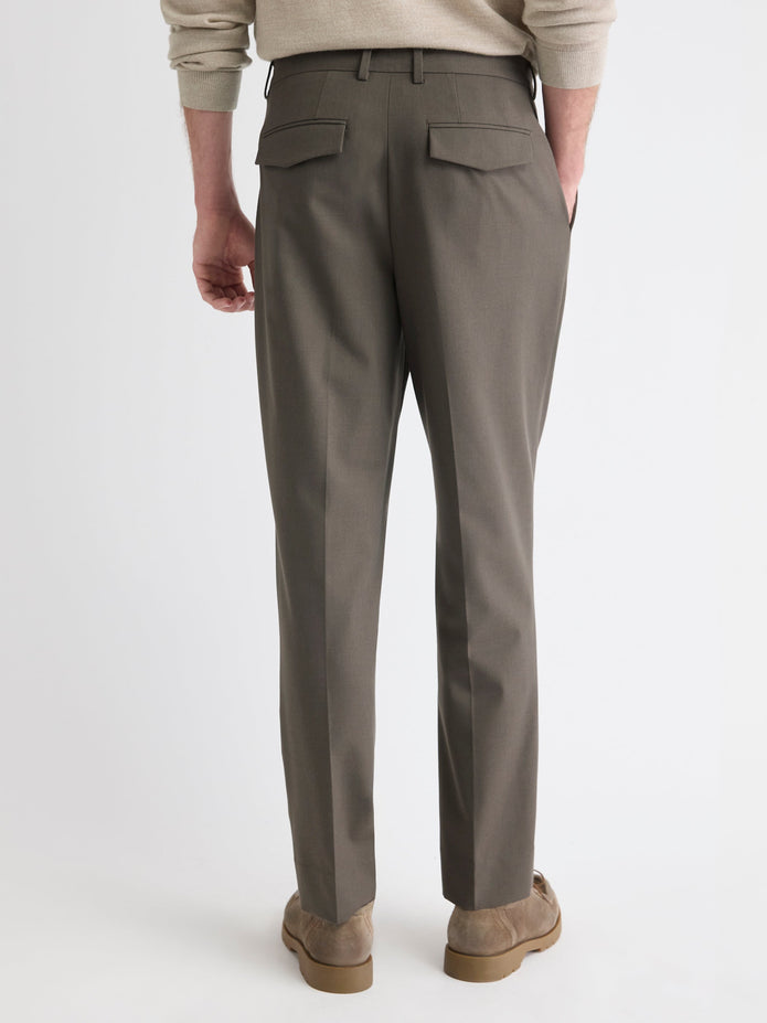 Wool-Blend Tapered-Leg Pleated Dress Pant