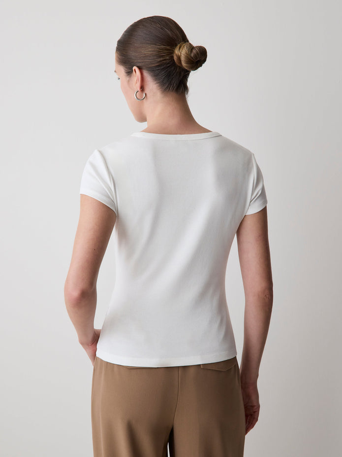 Short-Sleeve Crew-Neck Ribbed Basic Tee