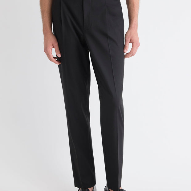 Wool-Blend Tapered-Leg Pleated Dress Pant