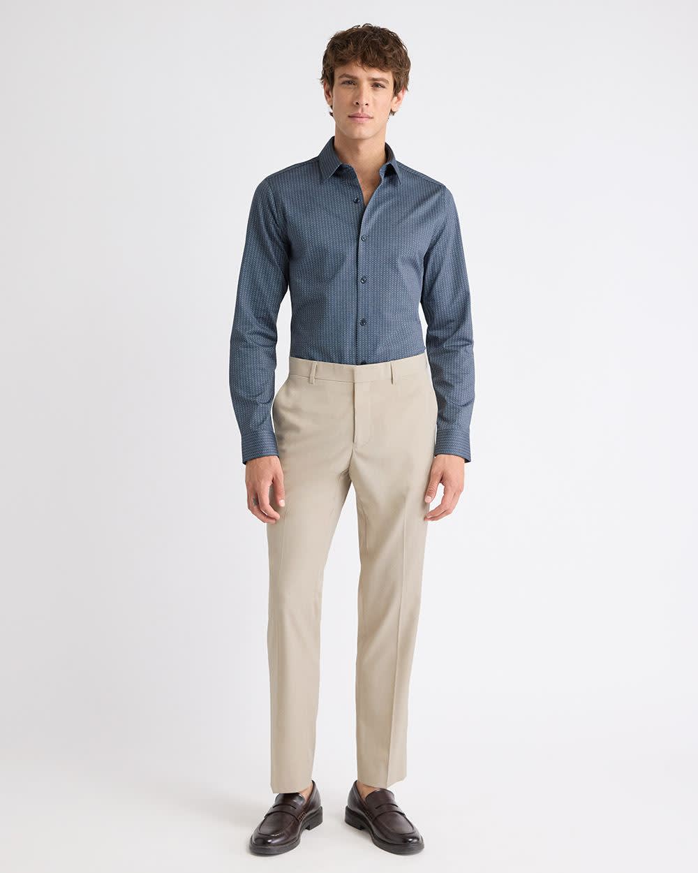 Slim-Fit Knit-Like Dress Shirt