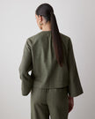 Linen Long-Sleeve Popover Blouse