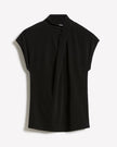 Extended-Sleeve Top with Crossover Draped Mock Neckline
