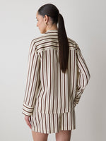 Long-Sleeve Twill Blouse with Notch Collar