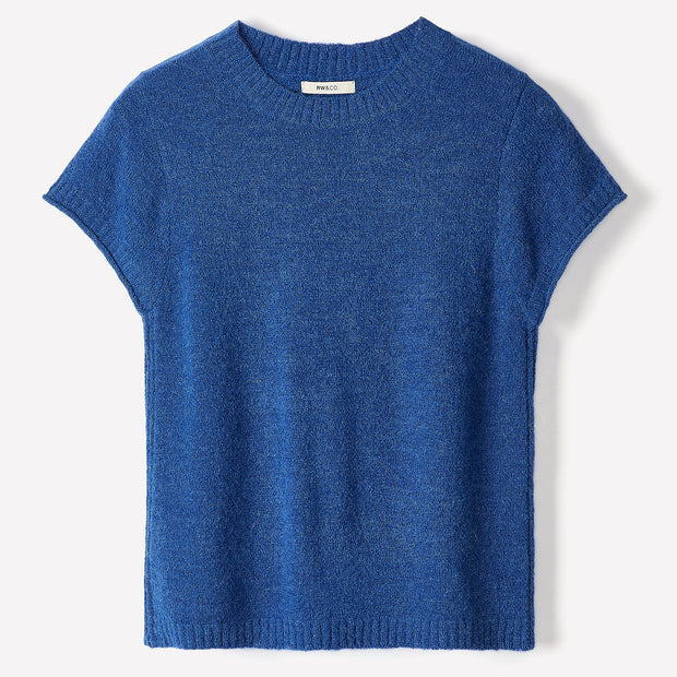 Wool-Blend Cap-Sleeve Crew-Neck Boxy Sweater