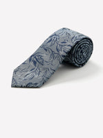 Silk-Blend Regular Tie with Foliage Pattern