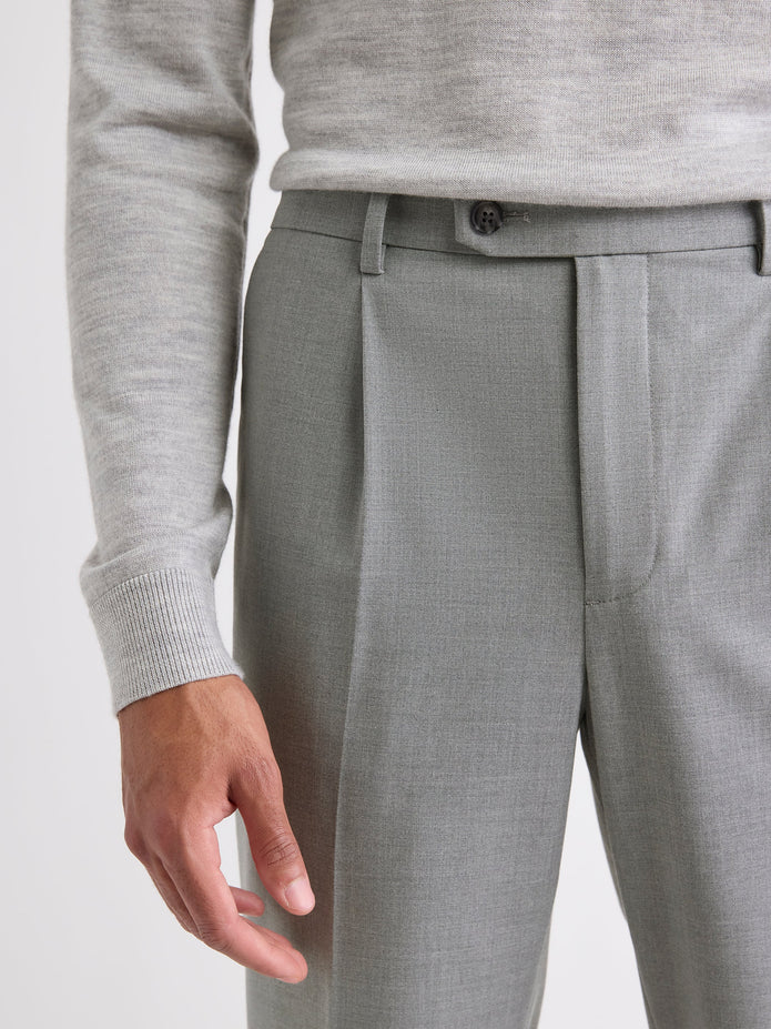 Wool-Blend Tapered-Leg Pleated Dress Pant