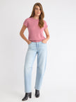 Wool-Blend Cap-Sleeve Crew-Neck Boxy Sweater