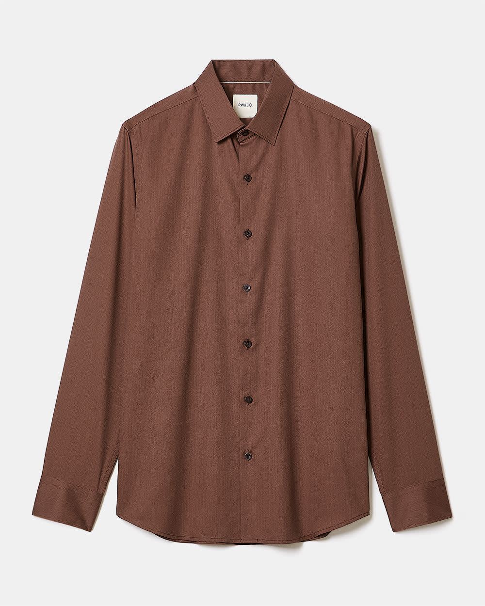 Slim-Fit Solid Cotton Modal Dress Shirt