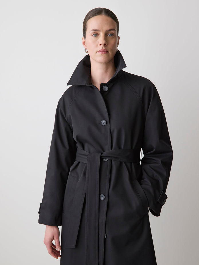 Twill Trench Coat with Removable Belt