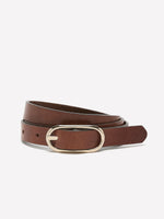 Thin Leather Belt with Oval Buckle