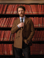 Tailored-Fit Double-Breasted Tobacco Suit Blazer