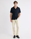 Short-Sleeve Herringbone Shirt with Camp Collar