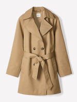 Double-Breasted Twill Trench Coat with Belt